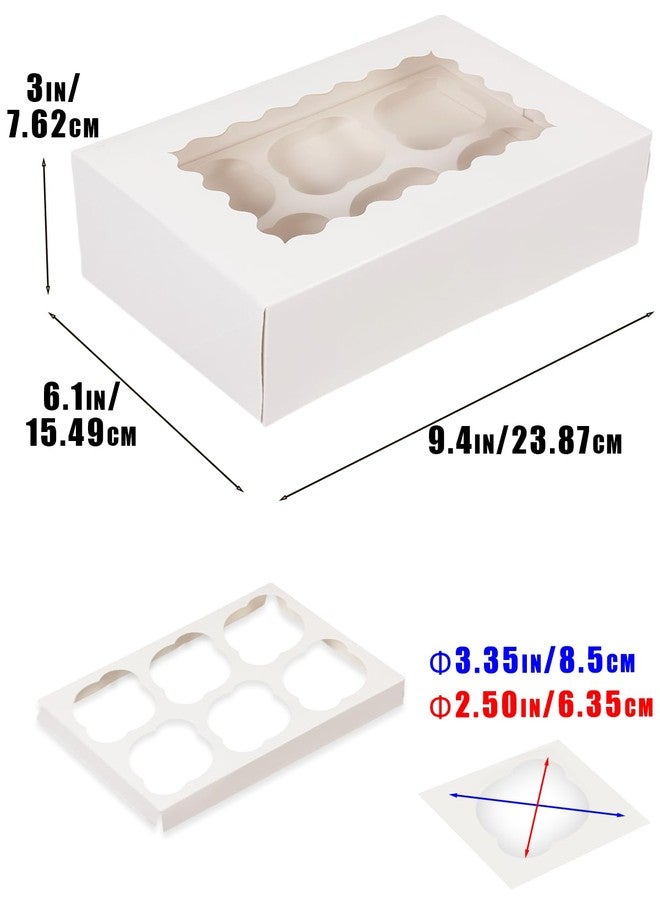 Bakepacker Auto-pop up 6 Cupcake Boxes with Window 20 Count White Box 9.4 x 6.1 x 3 inch Cupcake Carrier - Image 4